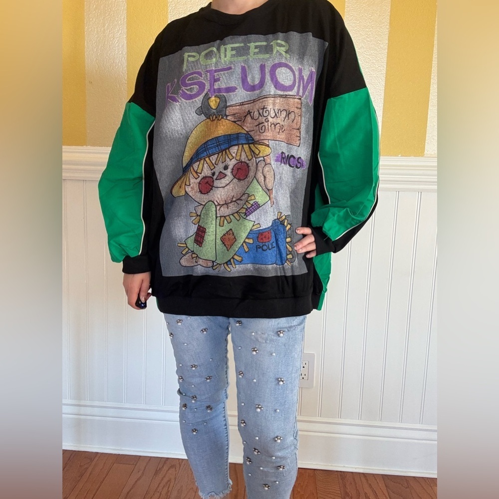 Unisex Graphic Sweatshirt with Green and Black Accents - Picture 1 of 8
